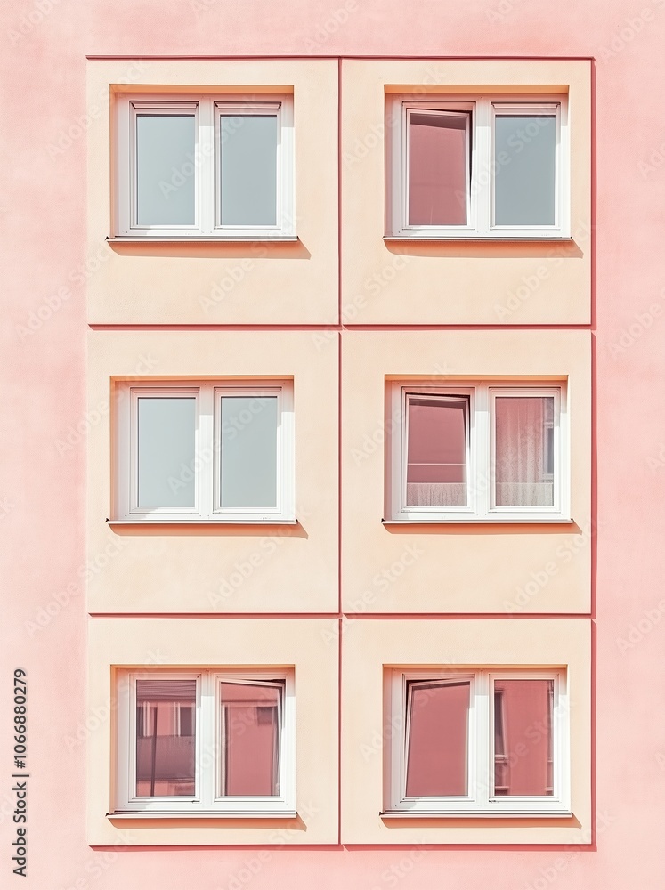 A building with six windows on each floor A building with six windows on each floor