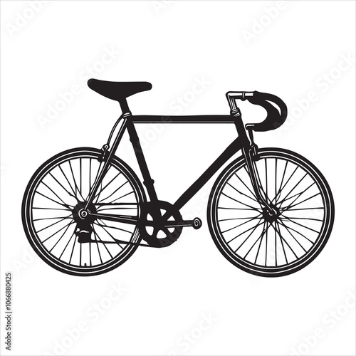 Bicycle Silhouette Clipart Design - Cycle Vector illustration in black and white