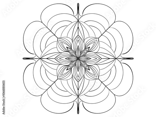 Basic black line Mandala on white backgroundl