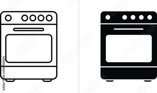 Oven lined and isolated icon. Editable Stroke. Vector illustration 