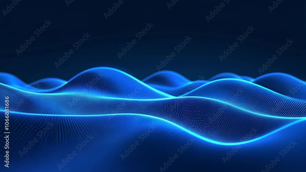 A blue, wavy, digital landscape with a textured surface A blue, wavy, digital landscape with a textured surface
