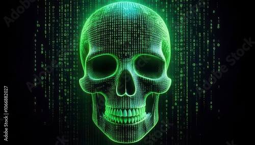 human skull ray in cyber data. Generated image