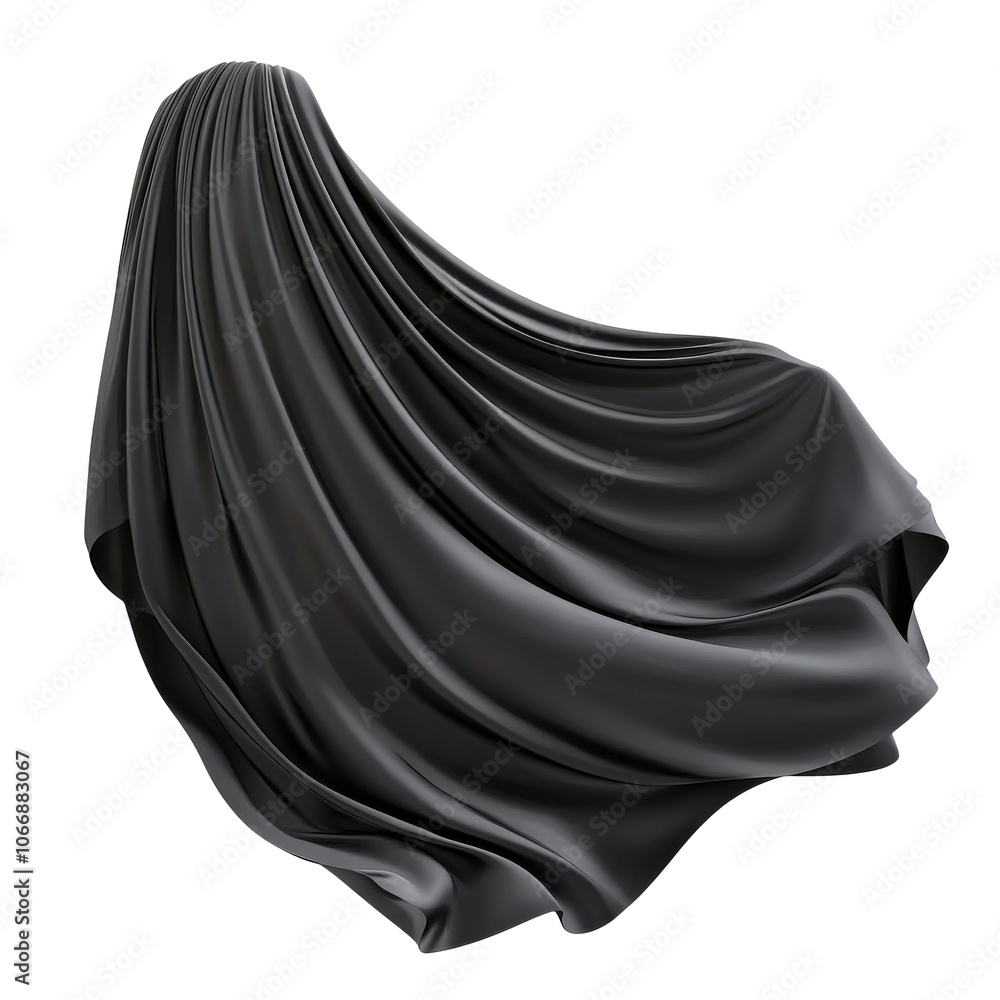 Dark fabric draped elegantly in soft folds Dark fabric draped elegantly in soft folds