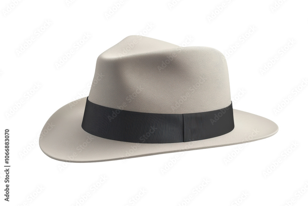 Classic light beige fedora with black band displayed on a white background for sale Classic light beige fedora with black band displayed on a white background for sale