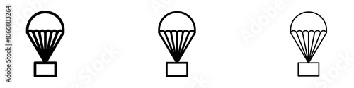 Parachute icon in stroke line.