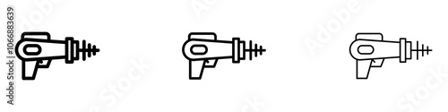 Laser gun icon in stroke line.