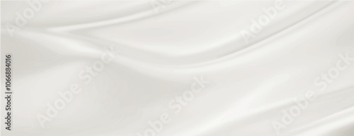 Minimal white background with a silky texture. The background is elegant and soft, featuring flowing white waves. Perfect for a serene background. Smooth elegant silk fabric texture background vector