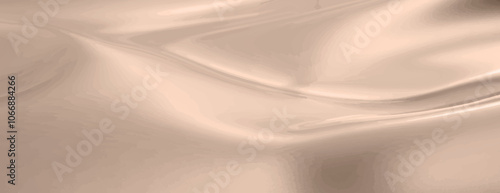 A smooth, flowing beige background with a silky texture. The beige background exudes elegance, creating a soft, calming background. Smooth elegant silk fabric texture background vector