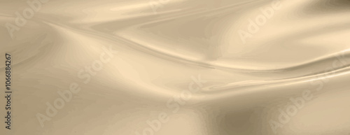 A smooth, beige background with a silky texture. The background features flowing lines, creating a soft, elegant beige background. Smooth elegant silk fabric texture background vector