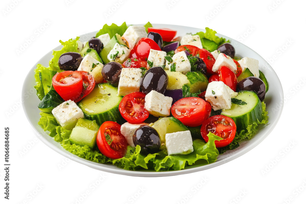 Fresh Mediterranean Salad on Plate Fresh Mediterranean Salad on Plate
