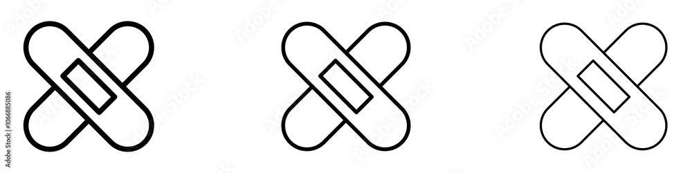 Band aid icon in stroke line. Band aid icon in stroke line.