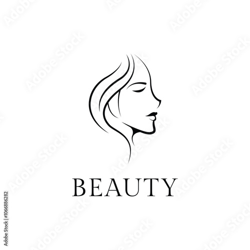 woman hair and face beauty logo design concept idea