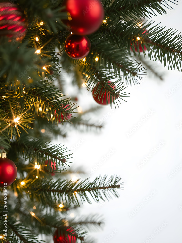 Close up of balls on christmas tree. Bokeh background. New Year concept. Close up of balls on christmas tree. Bokeh background. New Year concept.