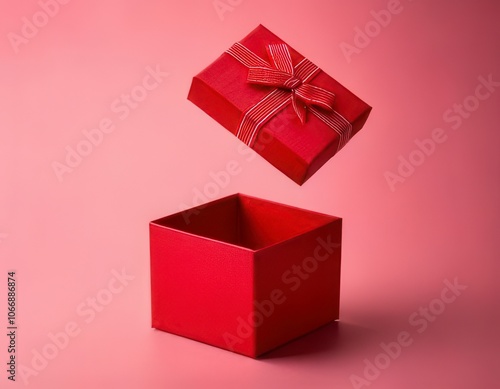 Red open box for gift isolated. Generated image