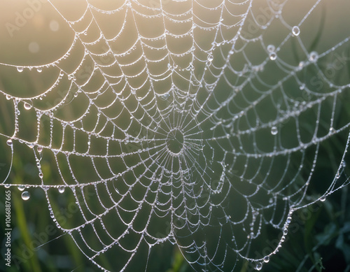 spider web with dew drops