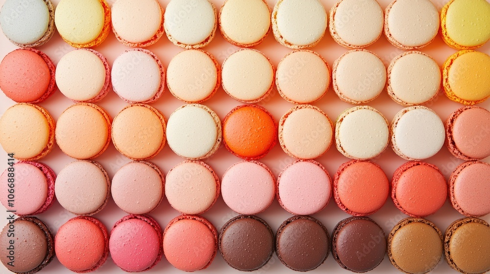 A charming macaron display with colors fading in a gradient from pale to bold tones, arranged in a harmonious pattern that captures attention and showcases variety. A charming macaron display with colors fading in a gradient from pale to bold tones, arranged in a harmonious pattern that captures attention and showcases variety.