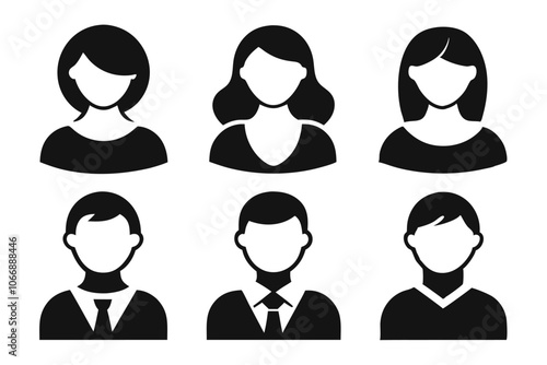 Set of person icon vector. male and female icon vector on white background