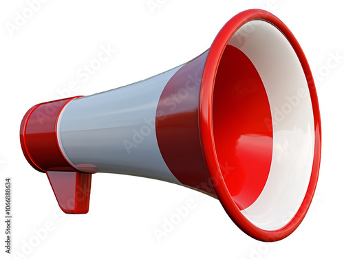 a red and white megaphone