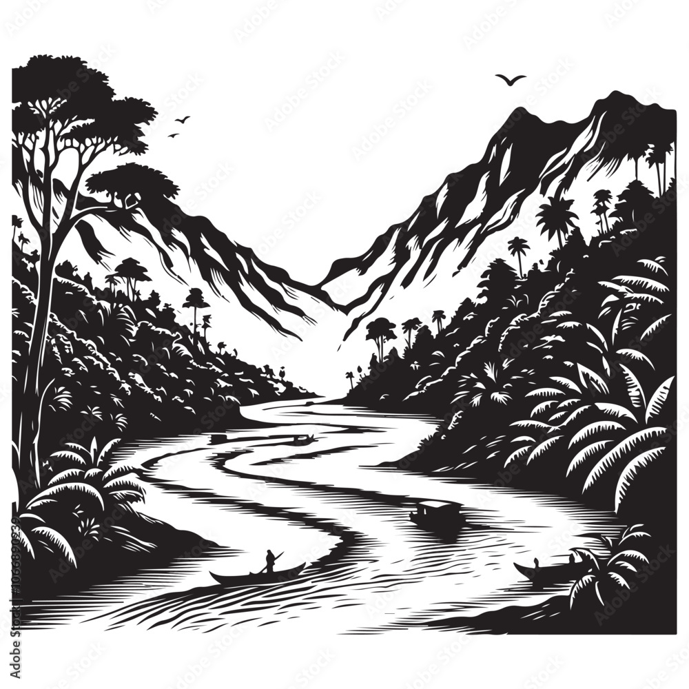 River silhouette vector illustration River silhouette vector illustration