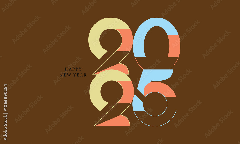 Happy New Year 2025 with numbers wrapped in luxurious and elegant gold ribbons. vector background for celebration and greeting Happy New Year 2025 with numbers wrapped in luxurious and elegant gold ribbons. vector background for celebration and greeting
