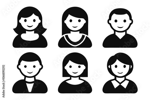 Set of person icon vector. male and female icon vector on white background