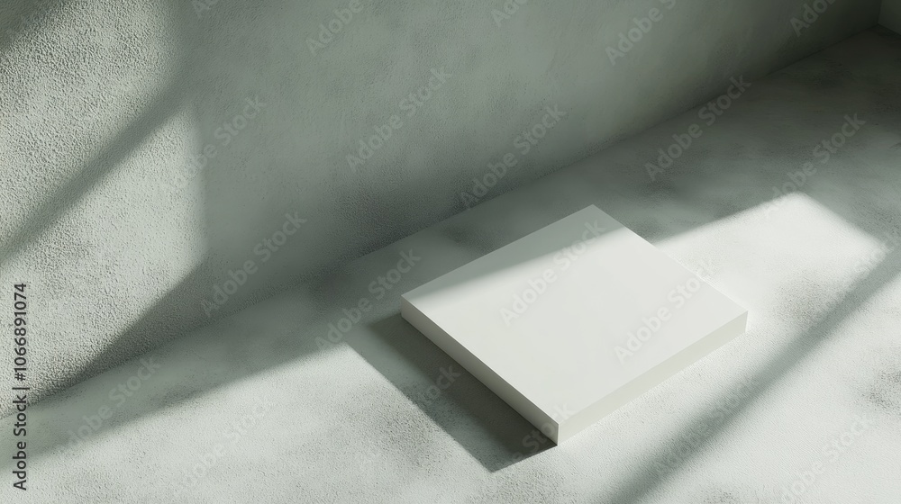 Abstract white square on a minimalist background, with soft light and shadows blending to create a refined and modern visual. Abstract white square on a minimalist background, with soft light and shadows blending to create a refined and modern visual.