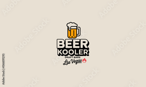 Beer bar logo with mug icon and Las Vegas theme