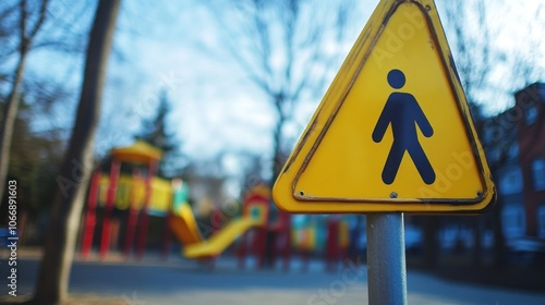 Yellow Pedestrian Warning Sign