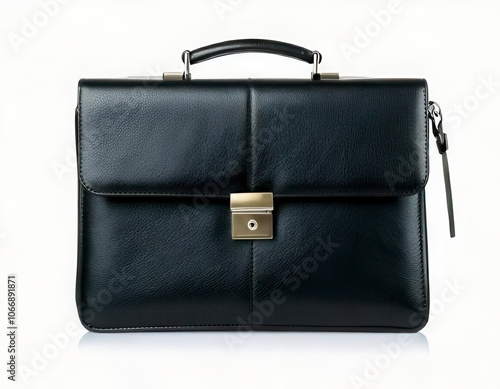  Black leather briefcase isolated. Generated image photo