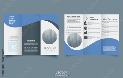 Business Brochure Template in Tri Fold Layout Corporate trifold brochure, modern design template
