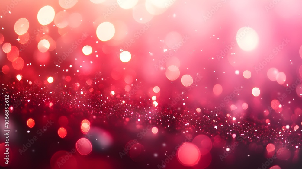 Beautiful abstract pink bokeh background with shimmering lights.