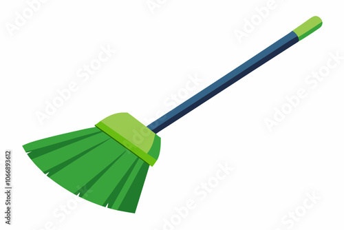 Close-up of a plastic broom red isolated on a white background