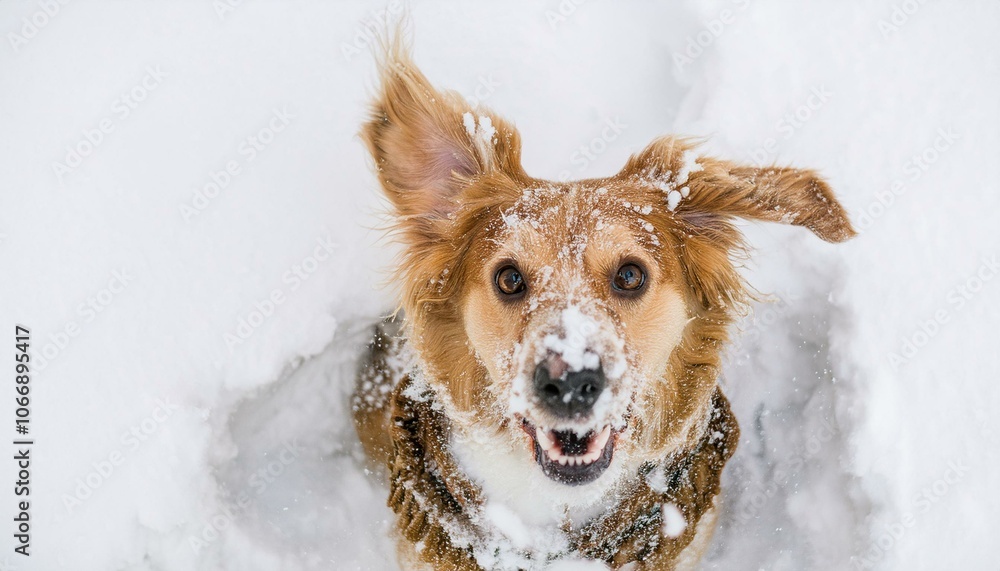 Happy dog in the snow Happy dog in the snow