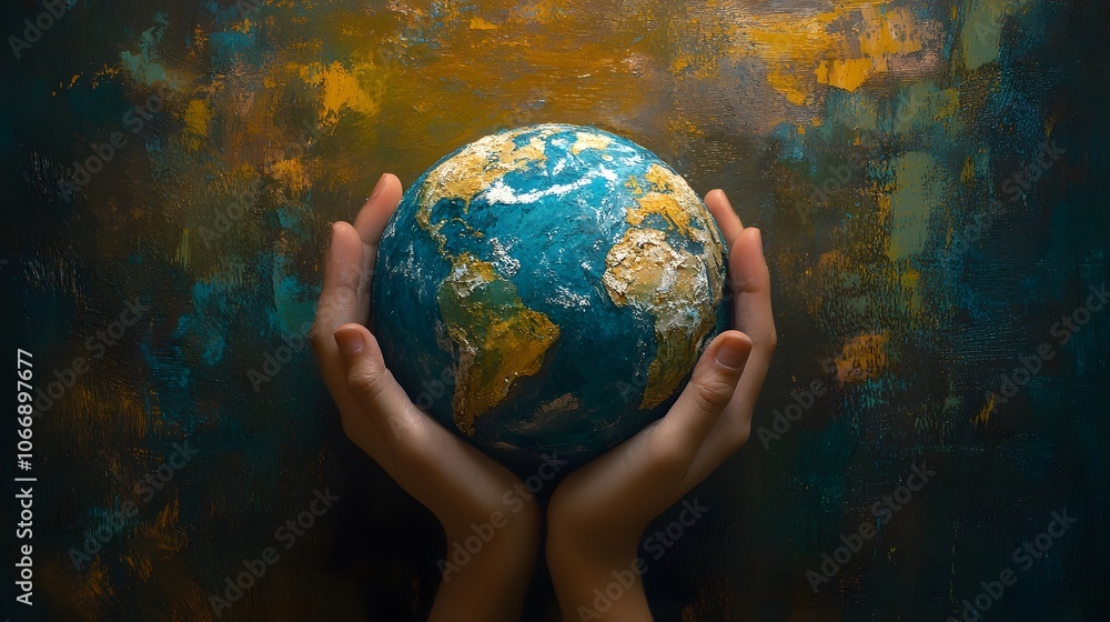 Hands cradling a small globe, symbolizing care for the Earth. Hands cradling a small globe, symbolizing care for the Earth.
