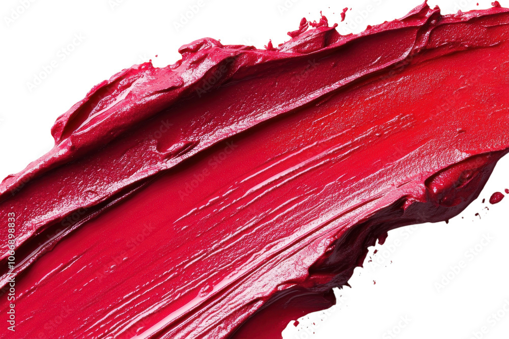 Bright red paint smeared artistically on a white canvas surface in a creative workspace Bright red paint smeared artistically on a white canvas surface in a creative workspace