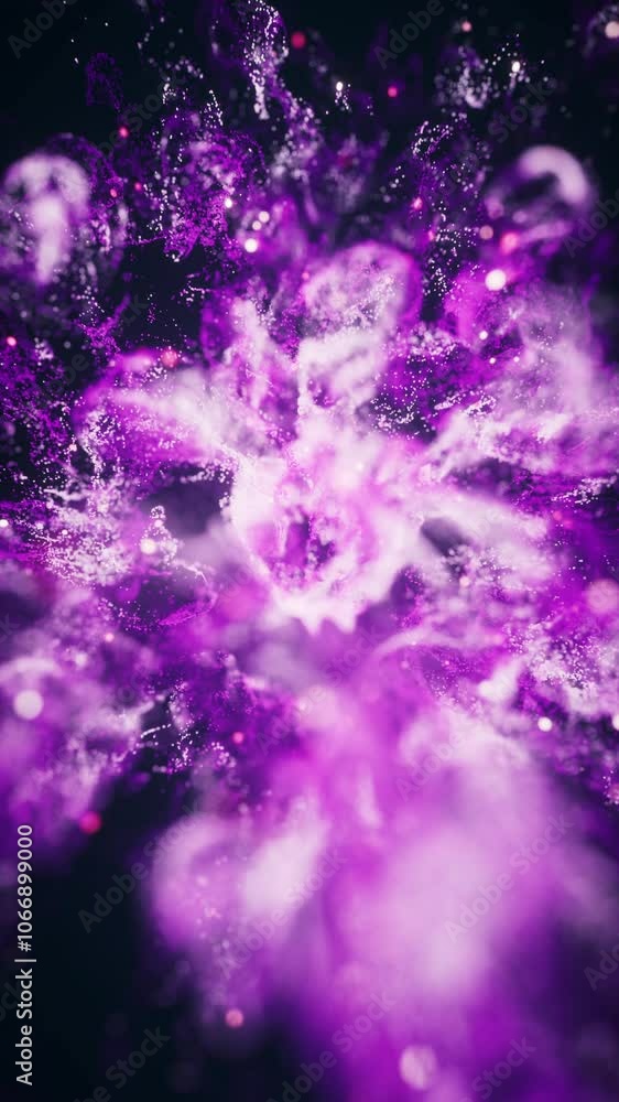 Purple flowing particles with explosive wave effect, 3d rendering. Purple flowing particles with explosive wave effect, 3d rendering.