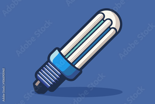  Energy saving fluorescent lamp vector art illustration