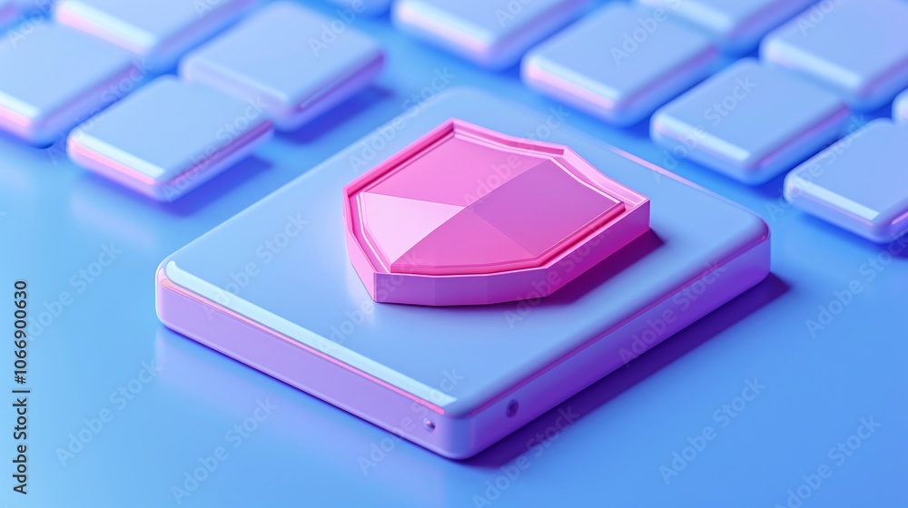 3D Icon of a Cybersecurity Shield on Digital Background