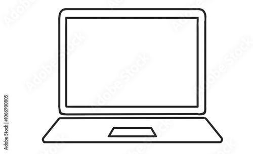 ノートパソコンアイコン - シンプルなノートPCの線画イラスト
