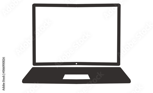 ノートパソコンアイコン - シンプルなノートPCの線画イラスト
