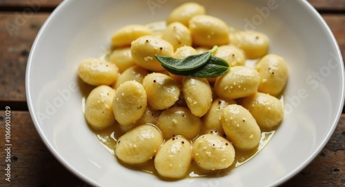 Delicious potato gnocchi with sage