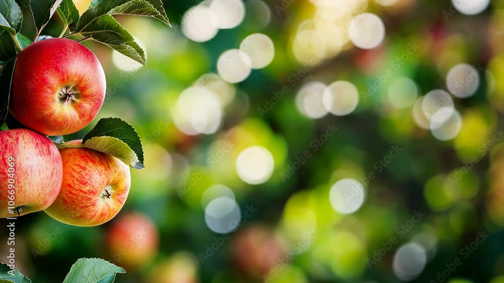 Ripe Red Apples on a Branch in the Orchard Ripe Red Apples on a Branch in the Orchard