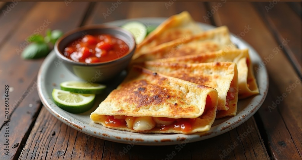 Delicious quesadillas with salsa Delicious quesadillas with salsa