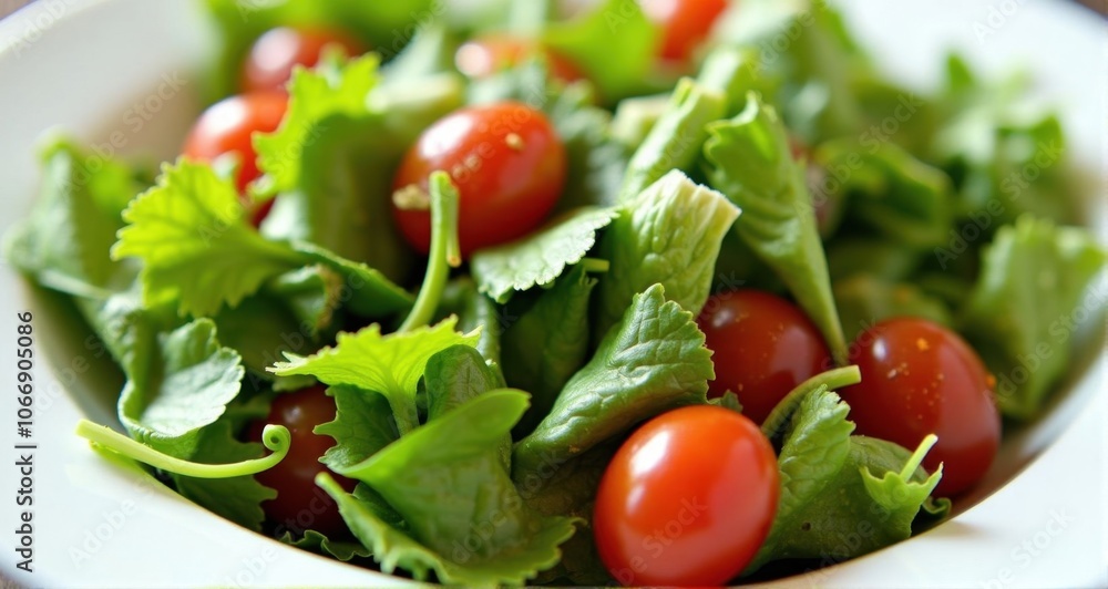 Fresh salad with cherry tomatoes and greens Fresh salad with cherry tomatoes and greens