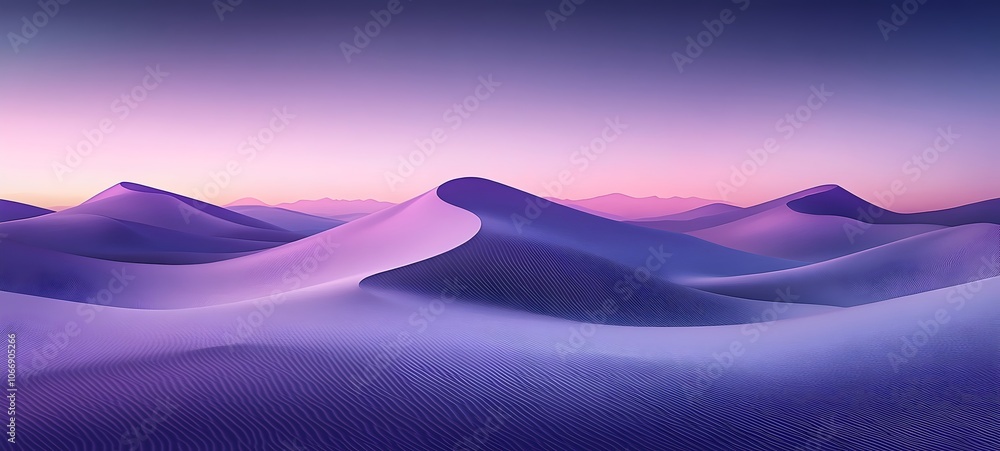 An ethereal landscape of undulating sand dunes bathed in soft purple and pink hues, creating a serene and dreamy atmosphere at dawn or dusk. An ethereal landscape of undulating sand dunes bathed in soft purple and pink hues, creating a serene and dreamy atmosphere at dawn or dusk.
