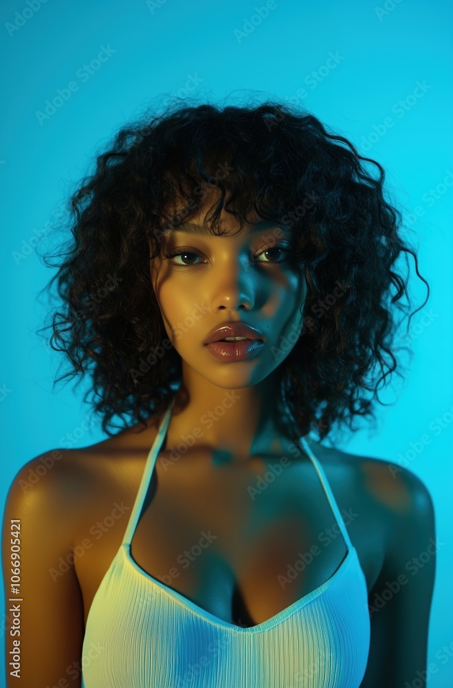 A woman with curly hair A woman with curly hair