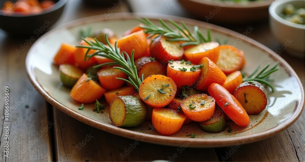 Colorful roasted vegetables with herbs Colorful roasted vegetables with herbs