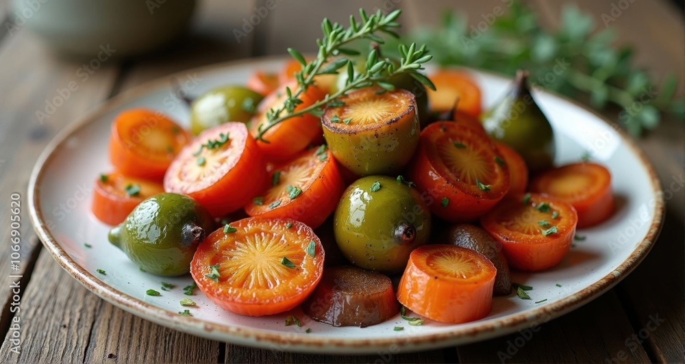 Colorful vegetable medley on a plate Colorful vegetable medley on a plate