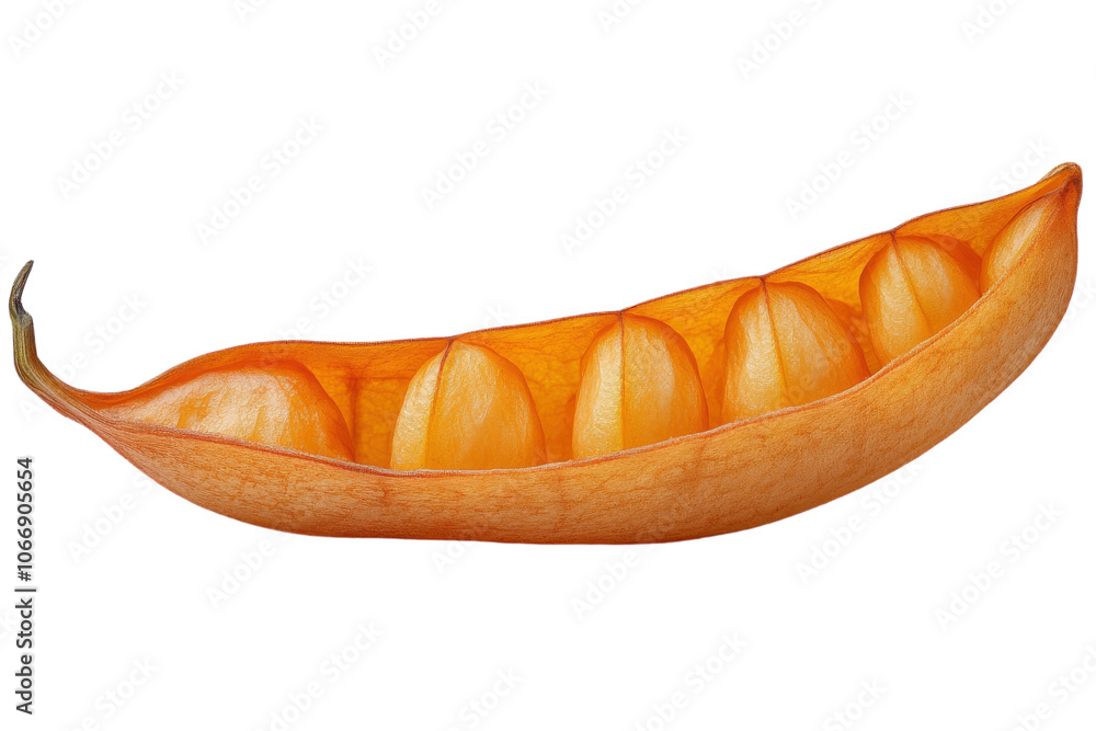 Bamboo pod containing ripe seeds displayed on a plain background captures natural beauty