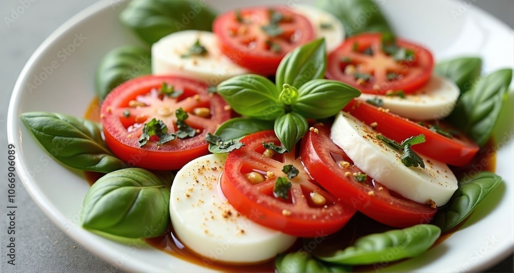 Fresh caprese salad with vibrant tomatoes Fresh caprese salad with vibrant tomatoes